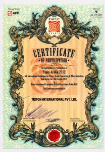 Paper Arabia 2012 Certificate